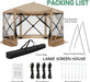 12X12 Pop up Canopy Gazebo, Outdoor Canopy Tent Screen House with 6 Sidewalls and Netting for Camping, Waterproof, UV Resistant, Ez Set-Up Party Tent with Carrying Bag and Ground Stakes,Khaki