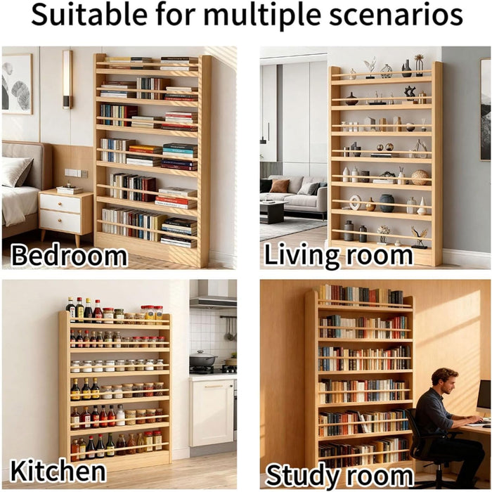 Behind Door Kids Bookshelf Solid Wood SpaceSavingDesign