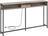 55.1-Inch Console Table with Outlet and Shelves, Sofa Table with Charging Station, behind Couch Table Skinny, Entryway Table for Hallway, Living Room, Heather Greige and Ink Black ULNT120K02