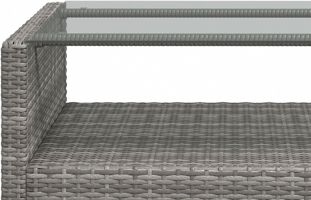 4 Pieces Patio Furniture Sets with Cushions, PE Rattan Wicker Conversation Chairs W/Two-Tier Coffee Table for Backyard Porch Garden Poolside and Deck, Charcoal