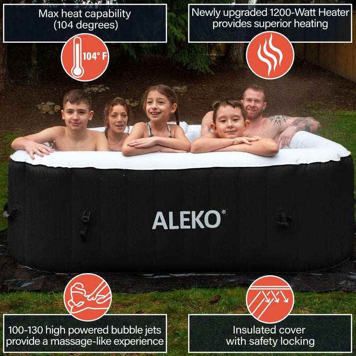 ALEKO Inflatable Improved Version 6 Prs Hot Tub 250 Gallon up to 130 Bubble Jets