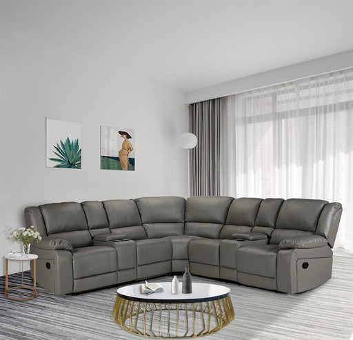 107" Power Reclining Sectional Sofa Grey Leather