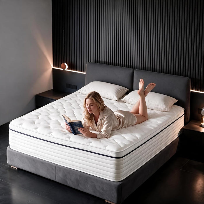 12 Inch Queen Size Mattress, Hybrid Memory Foam, Medium Feel