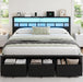 King Size Bed Frame with 3 Storage Drawers & Headboard