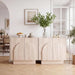 Buffet Cabinet with Storage, 31.5” Modern Sideboard Cabinet with Arched Doors & Shlef, Farmhouse Accent Media Console Credenza for Living Room/Dining/Kitchen/Entrayway, Travertine