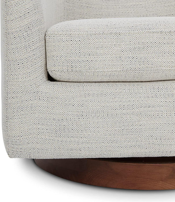 Swivel Accent Chair, FSC Certified Upholstered Fabric Barrel Chair for Living Room, Ivory