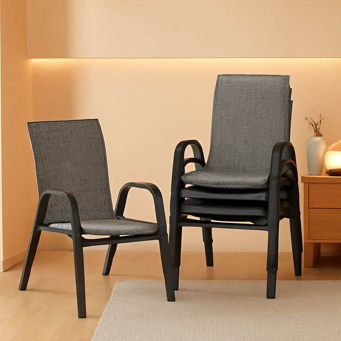 Patio Chairs Set of 4, Stackable Chairs with High Back for Backyard