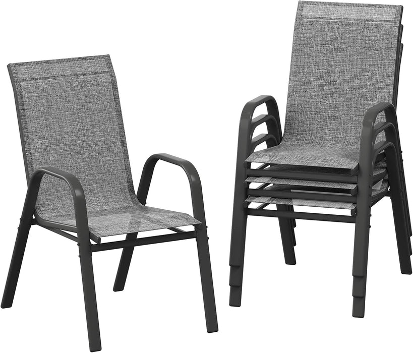 Patio Chairs Set of 4, Stackable Chairs with High Back for Backyard