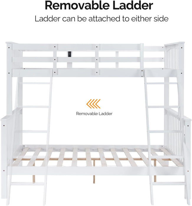 White Luxurious Hardwood SpaceSaving Bunk Bed Twin