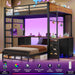 Black Industrial Twin Bunk Bed Desk BuiltInStorageDrawers