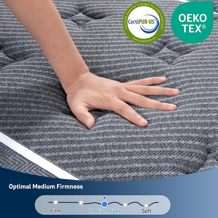 Full Mattress 12 Inch, Luxury Hotel-Level Hybrid Mattress in a Box, Cooling Gel Memory Foam & Upgraded Pocket Springs, Enhanced Back & Lumbar Hip Support, Back Pain Relief,Medium Firm,365-Night Trial