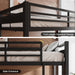 Bunk Bed Twin over Twin, Heavy Duty Metal Bed with Ladder and Full-Length Guardrail, Under-Bed Storage Space, No Box Spring Needed, Noise Free, Black
