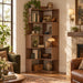 6-Tier L-Shaped Corner Bookshelf, 63" Freestanding Bookcase with Baffle
