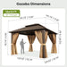 12X12Ft Hardtop Gazebo, Metal Frame with Double Galvanized Steel Roof, Permanent Outdoor Pergola with Curtains and Netting Included for Backyard, Patio, Lawn and Garden, Brown
