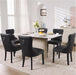 PU Leather Dining Chairs Set of 4, Tufted Upholstered Dining Room Chair with Solid Wood Legs and Pull Ring, Black
