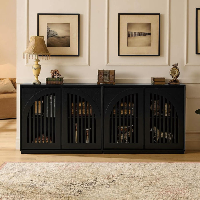Black Sideboard Buffet Storage Cabinet,Narrow Small Entryway Cabinet