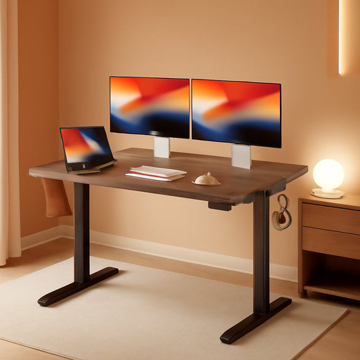 Electric Standing Desk, Height Adjustable Stand up Desk, 55 X 24 Inches Sit Stand Home Office Desk, Computer Desk, Black Walnut