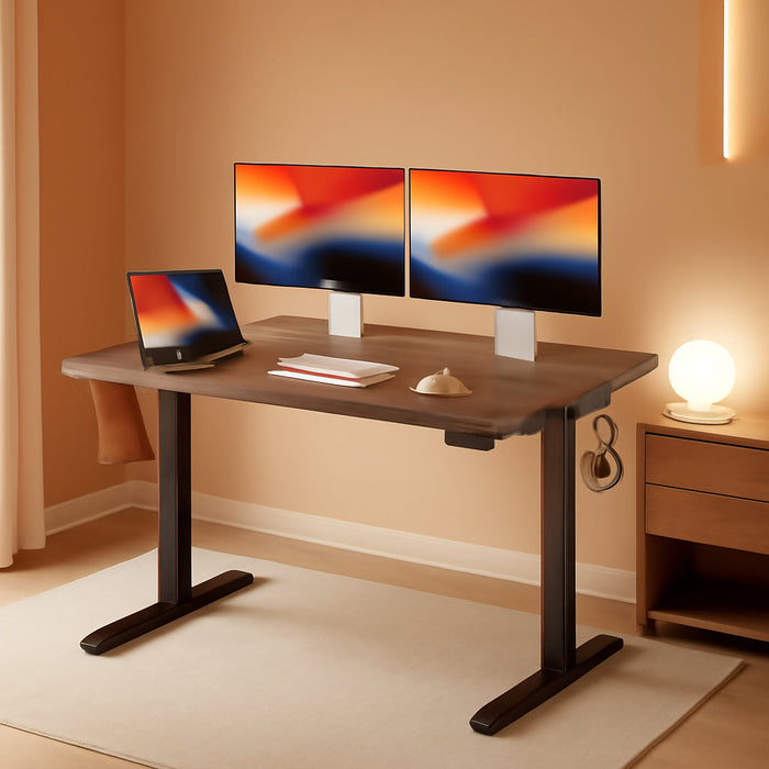 Electric Standing Desk, Height Adjustable Stand up Desk, 55 X 24 Inches Sit Stand Home Office Desk, Computer Desk, Black Walnut