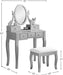 Ashley Wood Makeup Vanity Table and Stool Set, Gold