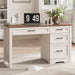 Farmhouse Executive Desk with Drawers, Home Office Desk with File Drawer, Wood Computer Desk with Ample Storage, Rustic Office Desk with Spacious Tabletop for Work, White