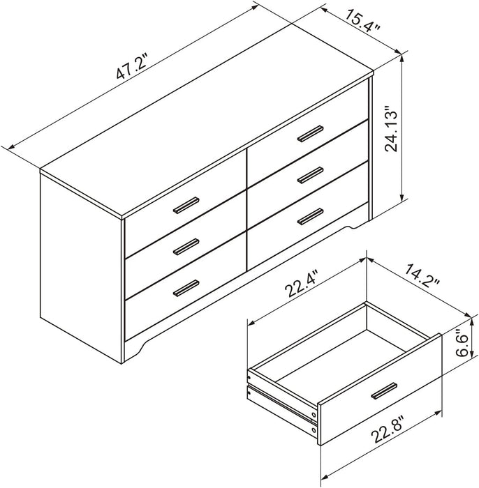 Wooden 5/6 Drawer Dresser, Wide Modern Chest of Drawers, Organizer with Storage Drawers for Living Room Bedroom Hallway Closet (White, 6 Drawers)