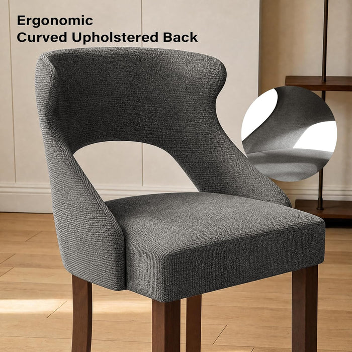 Wooden Dining Chairs Set of 4,Modern Fabric Upholstered Dining Room Chair Kitchen Side Chairs with Solid Wood Legs,Mid Century Farmhouse Dinner Chairs for Kitchen Dining Room,Charcoal