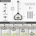 17.7 Inch Black Glass Drum Chandelier Contemporary