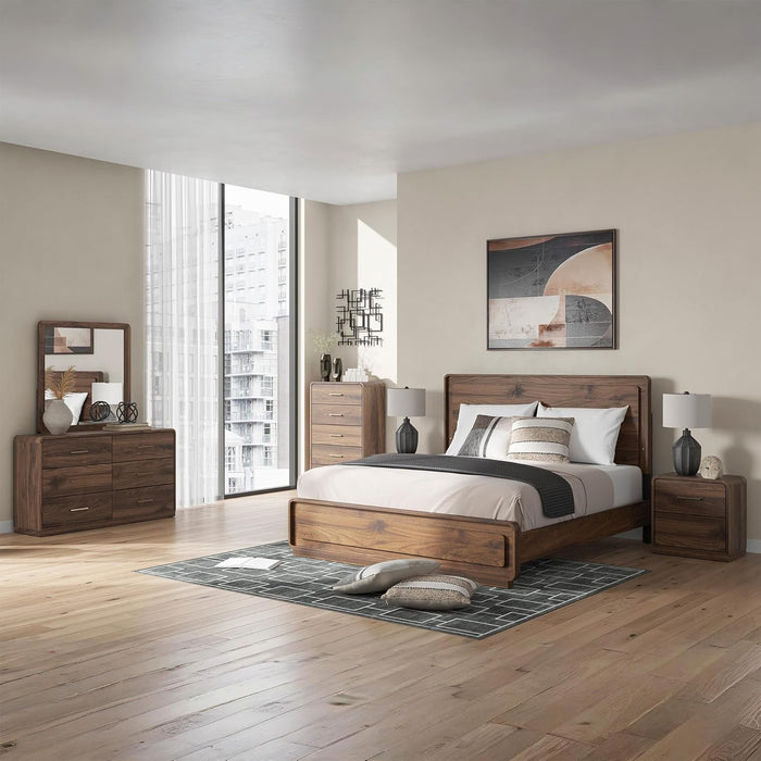 Signature Design by Ashley Hollinaze Contemporary Panel Platform Bed with LED Lighting, Foundation or Box Spring Not Needed, King, Dark Brown