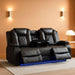 Power Reclining Sofa Couch with Wireless Charger, 3 Seaters with Recliner with Reading Light, Leather Electric 3 Seat Sofa Sectional Set for Living Room, Home Theater Seating with LED Lights, Grey