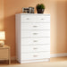 7 Drawer Wood Dresser for Bedroom, 31.5 Inch Wide Chest of Drawers, with 2 Locks on the Top Drawers, Storage Organization Unit for Clothing, White