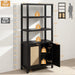 Rattan Boho 5 Tier BookshelfStorageUnit With Doors
