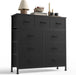 9 Drawer Dresser for Bedroom, Fabric Storage Organizer with Sturdy Metal Frame, Wooden Top Chest of Drawers for Closet Entryway Guest Room,Matte Black
