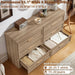 55.1" Wide Farmhouse 6 Drawers Dresser for Bedroom, Oak