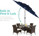 Best Choice Products 10Ft 3-Tier Solar Patio Umbrella, Outdoor Market Sun Shade for Backyard, Deck, Poolside W/ 24 LED Lights, Tilt Adjustment, Easy Crank, 8 Ribs - Navy Blue