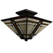 14 In. Tiffany-Style Mission 2-Light Semi-Flush Ceiling Fixture, Multi Color