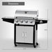 4 Burners Gas Grill, 52,000 BTU Cabinet Grill, Propane Grill, with Side Burner, Built with Stainless Steel, Silver&Black