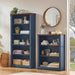 43" Blue Bookshelf, 3 Tier Farmhouse Small Wooden Book Shelf