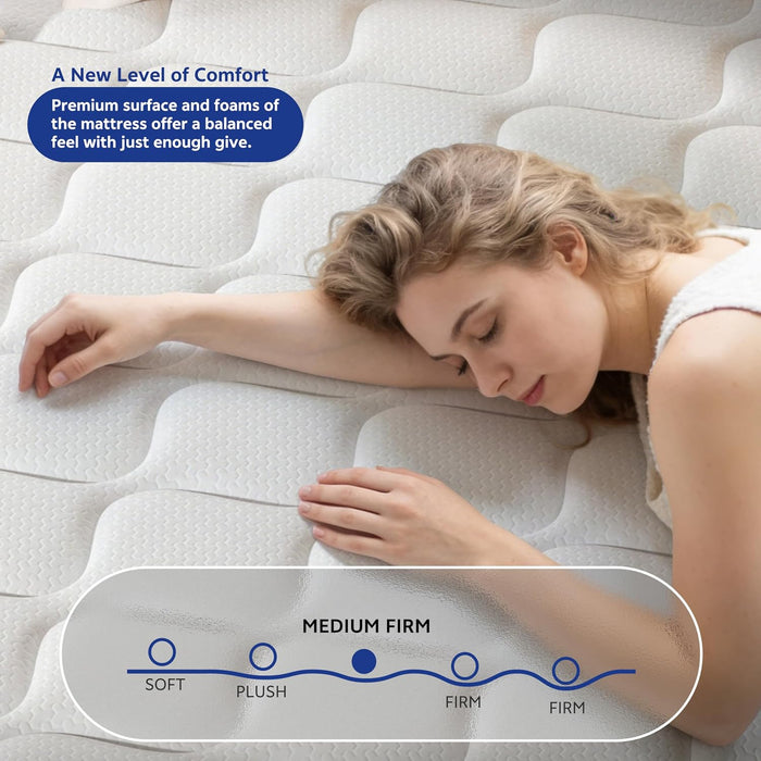 Double Mattress,12 Inch Full Mattrress with 7-Zone Hybrid Double Bed Mattresses,Pocket Sprung with Medium Firm for Body Support & Pressure Relief - 75 * 54In