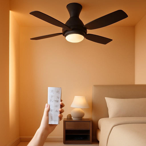 52 Inch Ceiling Fan with Lights, Modern Black Ceiling Fan, Remote Control, Quiet Reversible DC Motor, Flush Mount, Dimmable 3CCT LED Light, Double Finish Blade, for Indoor Bedroom Living Room