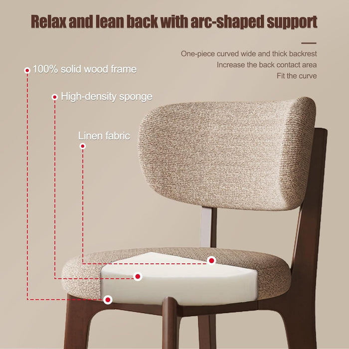 Wooden Dining Chairs Set of 2/4, Mid Century Modern Dining Chairs, Modern Fabric Thickening Upholstered Kitchen Side Chairs, Farmhouse Dining Chair for Dining Room Kitchen Living Room