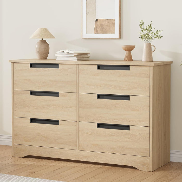 , Modern Closet Dresser Organizer with Embedded Handles Design, Wooden Chest of Drawers for Living Room, Nursery, Hallway - Natural