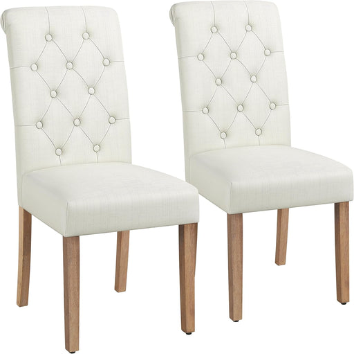 Tufted Dining Chairs Button Parsons Diner Chair Upholstered Fabric Dining Room Chairs with Solid Wood and Padded Seat Stylish Dining Chairs Kitchen Chairs, 2Pcs(1 Package), Beige