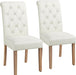 Tufted Dining Chairs Button Parsons Diner Chair Upholstered Fabric Dining Room Chairs with Solid Wood and Padded Seat Stylish Dining Chairs Kitchen Chairs, 2Pcs(1 Package), Beige