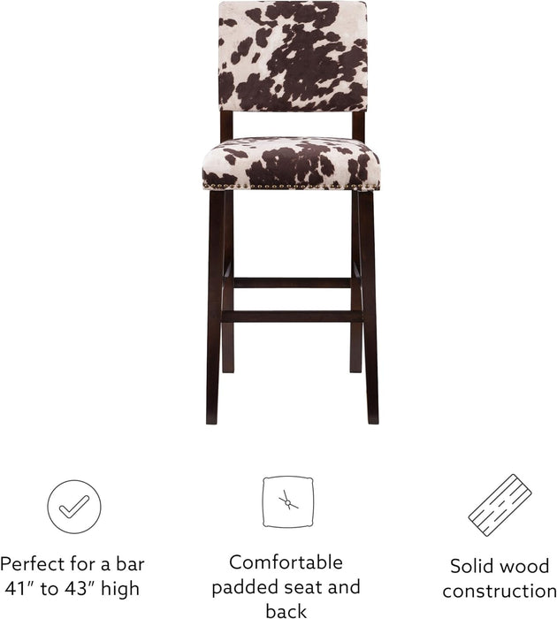 Udder Madness Corey Bar Stool, 19"W X 22.5"D X 44.75"H, Brown