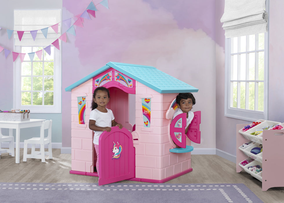 Rainbow & Unicorn Plastic Indoor/Outdoor Playhouse with Easy Assembly, Pink