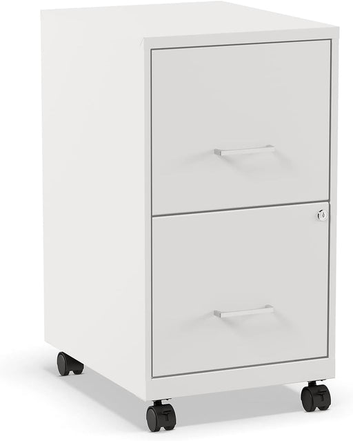 2-Drawer Vertical Mobile File Cabinet, Letter Size, Pearl White, 18-Inch-D (19634)