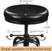 Industrial Bar Stools Vintage Counter Height Bar Stool with round Faux Leather Seat Metal Stool Adjustable Kitchen Stool 21.5-28 Inch Tall Black, 1PCS