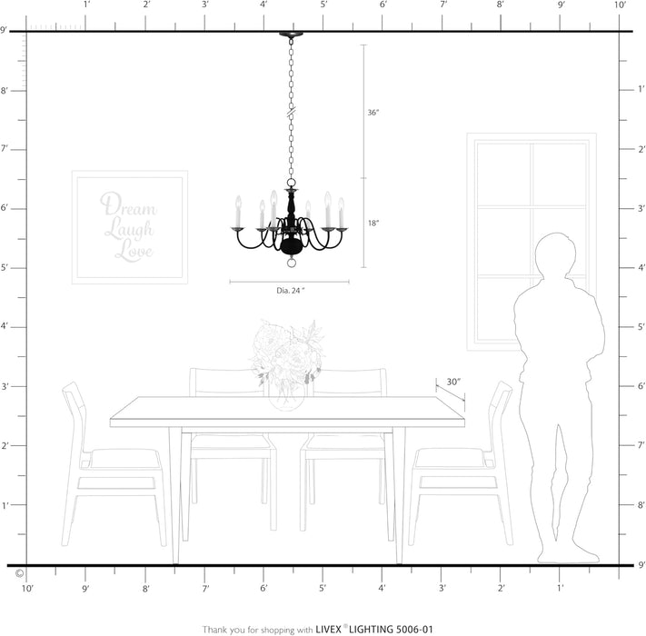 Lighting 5006-01 Williamsburgh 6 Light Antique Brass Chandelier