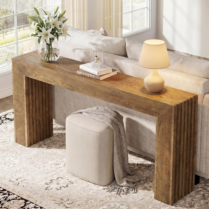 63-Inch Fluted Entryway Table, Farmhouse Long Narrow Console Table, Sofa Table behind Couch for Living Room, Hallway, Foyer