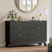 7 Drawer Fluted Dresser for Bedroom, Mid Century Modern Dresser with 7 Drawers, Dressers & Chests of Drawers with Metal Handle, TV Stand & Storage Organizer for Entryway, Hallway, Black